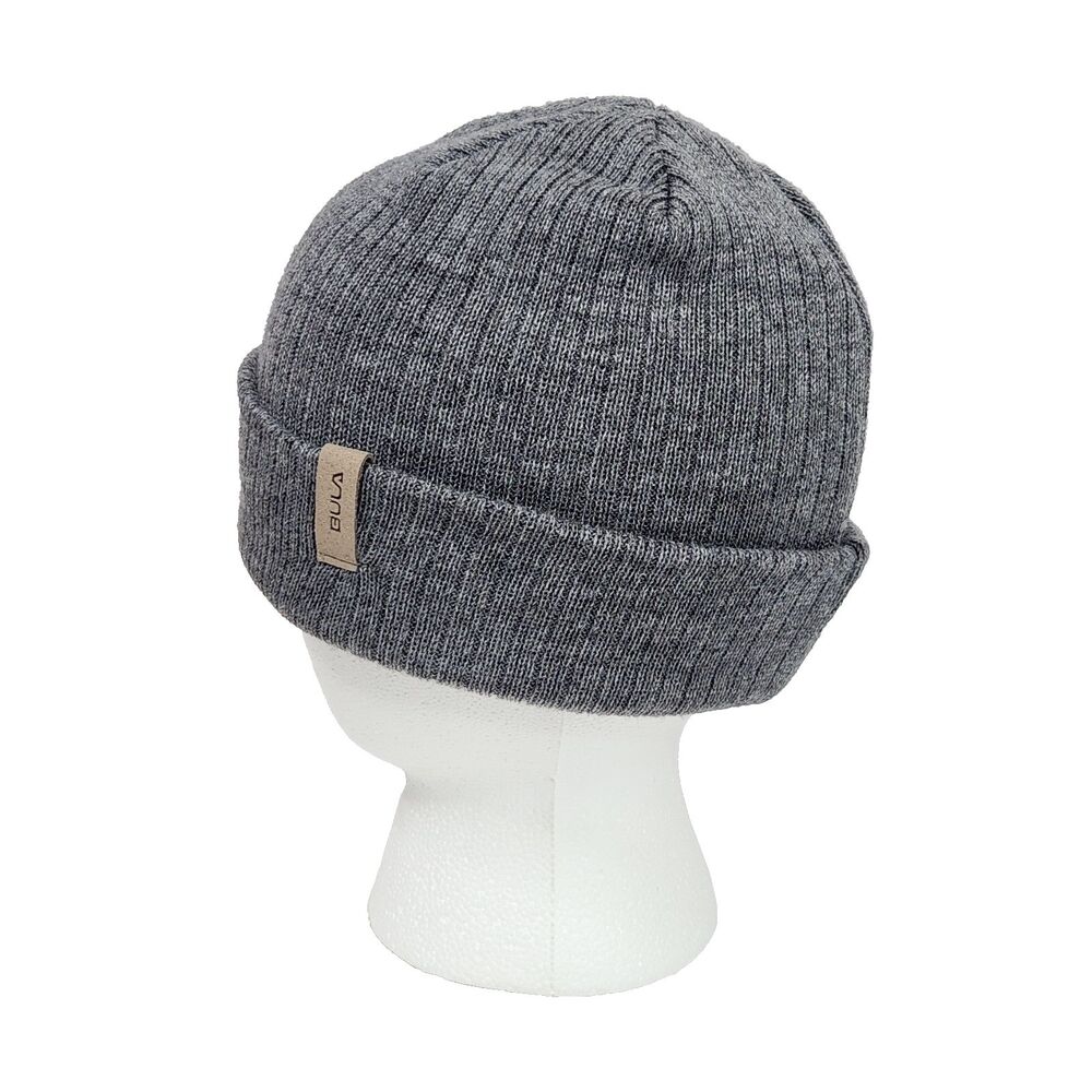 Bula Gray Merino Wool Blend Ribbed Winter Knit Beanie Ski Hat OSFM Gorpcore